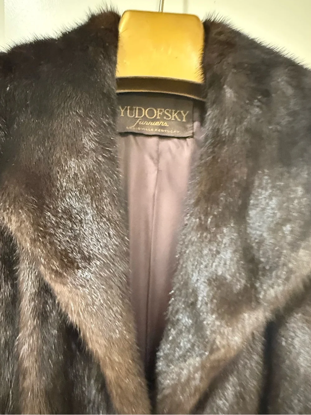Vintage Yudofsky Furriers Full Length Dark Brown Mink Fur Coat